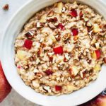 The warm flavors of this Oatmeal Recipe are an excellent way to change up your morning routine with freshly chopped apples, cinnamon, and crunchy pecans.