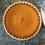 Overhead shot of pumpkin pie