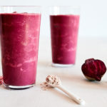 This decadent Red Velvet Smoothie features creamy Chocolate Shakeology, tangy balsamic vinegar, and fresh beet juice for that classic crimson hue.