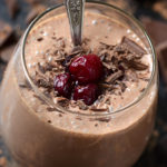 Chocolate Cherry Cheesecake Shakeology in a glass